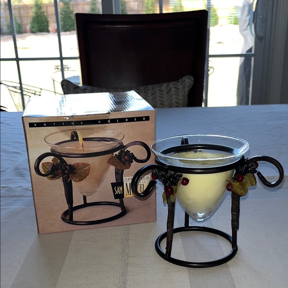 San Miguel Other - Graceful Rustic Iron Votive With Delicate Clusters Of Berries